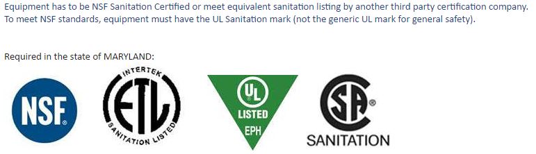Looking for oven that meets MD's health code: NSF Sanitation Certified ...