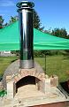 Two months later: almost ready to cure. That chimney sure looks huge! Tent will stay in place until I get some more permanent protection over the dome.