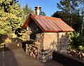 Stone veneer, Basalt mantle from seal rock Oregon, copper roof, mission lights made in Portland