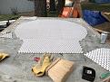 mosaic tile sheets trimmed to oven shape