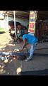 Welder in action to make steel table