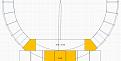 floor plan with new smaller opening, Not the left/right bricks are extending the opening to the inner radius.